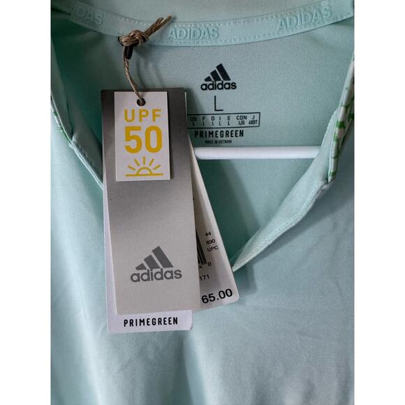 NWT Adidas Golf Women's Polo Shirt UPF 50 in Light Blue Size L - Picture 2 of 9